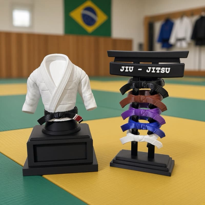Kimono Jiu Jitsu Miniatura + Suporte de Faixas Graduação