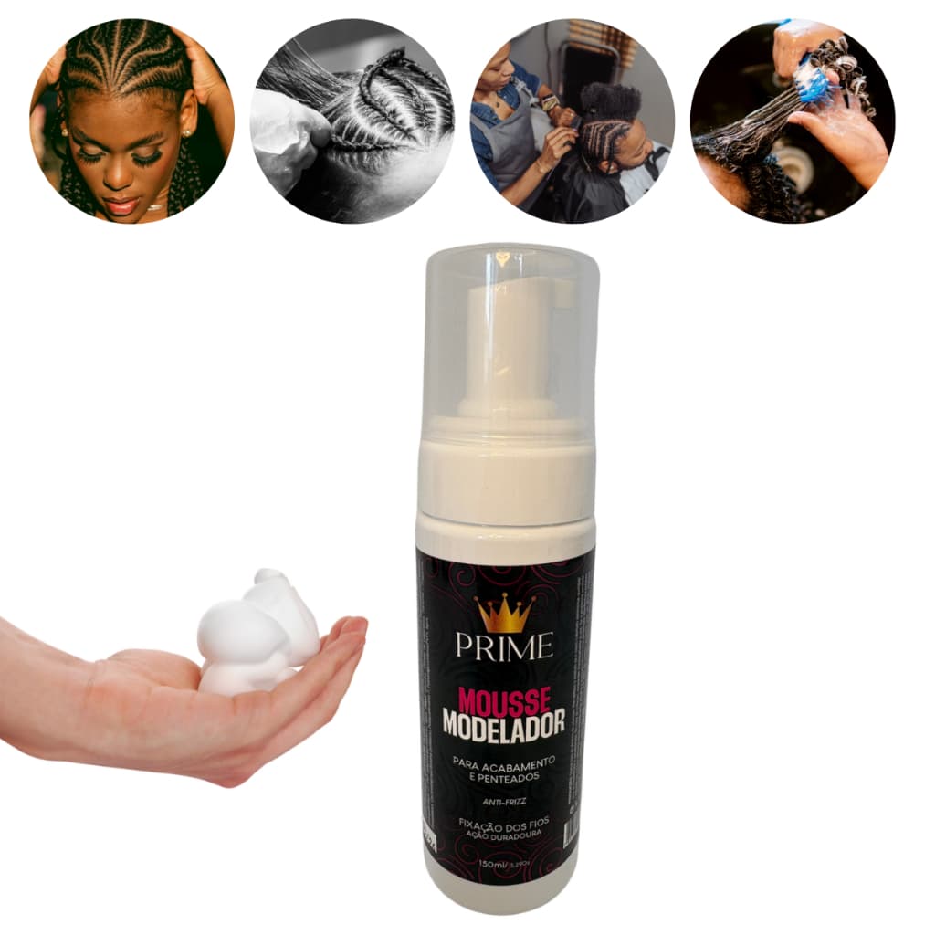 Mousse fixador Modelador Profissional para Tranças e Penteados 150ml