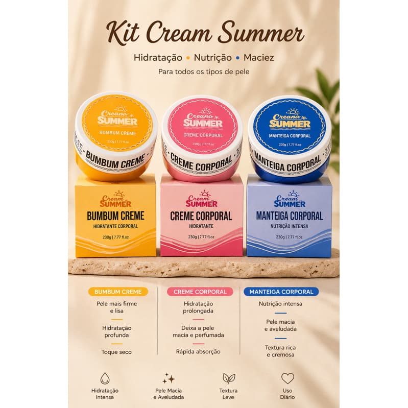 Creme Hidratante Corporal - Bumbum Creme - Manteiga Corporal - Hidratante Cream Summer 230g - JUMMY JU