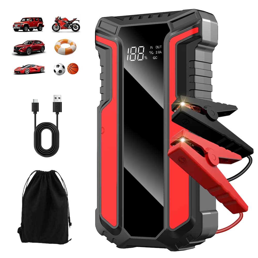 Auxiliar Partida Bateria Compressor Ar Emergência Portátil,20000mAh Auxiliar De Partida Bateria Veicular Com Power Bank