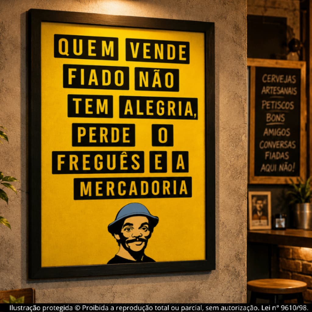 Placa Decorativa Frase Quem Vende Fiado Não Tem Alegria Aviso Comercial Bar Mercado Loja Caixa