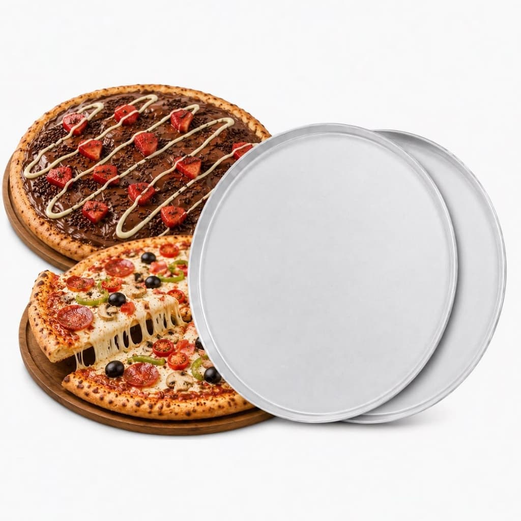 2 Assadeiras De Pizza 35Cm Borda Em Alumínio Profissional