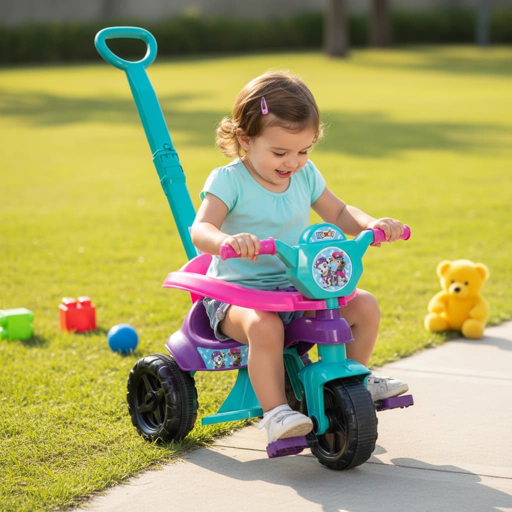 Triciclo Infantil - Crianças 1 a 3 anos Motoca Velotrol Completa Com Pedais, Empurrador - QUEEN SHOP