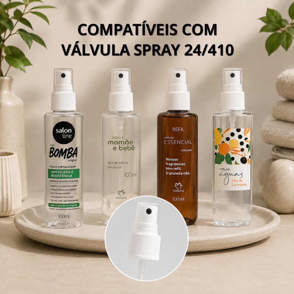 kit 2, 4 ou 10 Válvulas Spray de Plástico Rosca 24/410- Perfume e Aromatizante