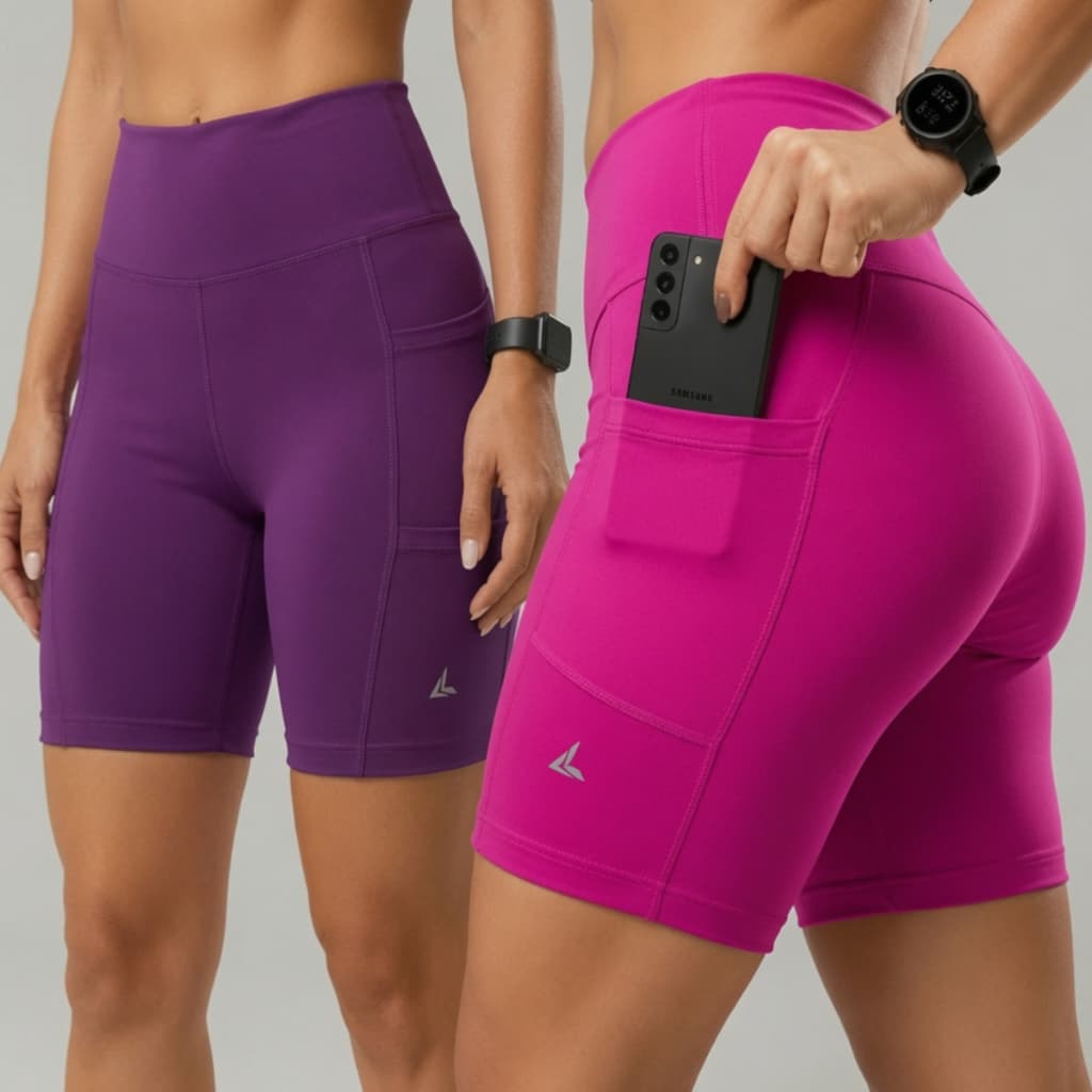 kit 2 Bermudas Academia Feminina Com Bolsos Short Feminino Corrida Compressão Fitness Zero Transparencia Reforçado