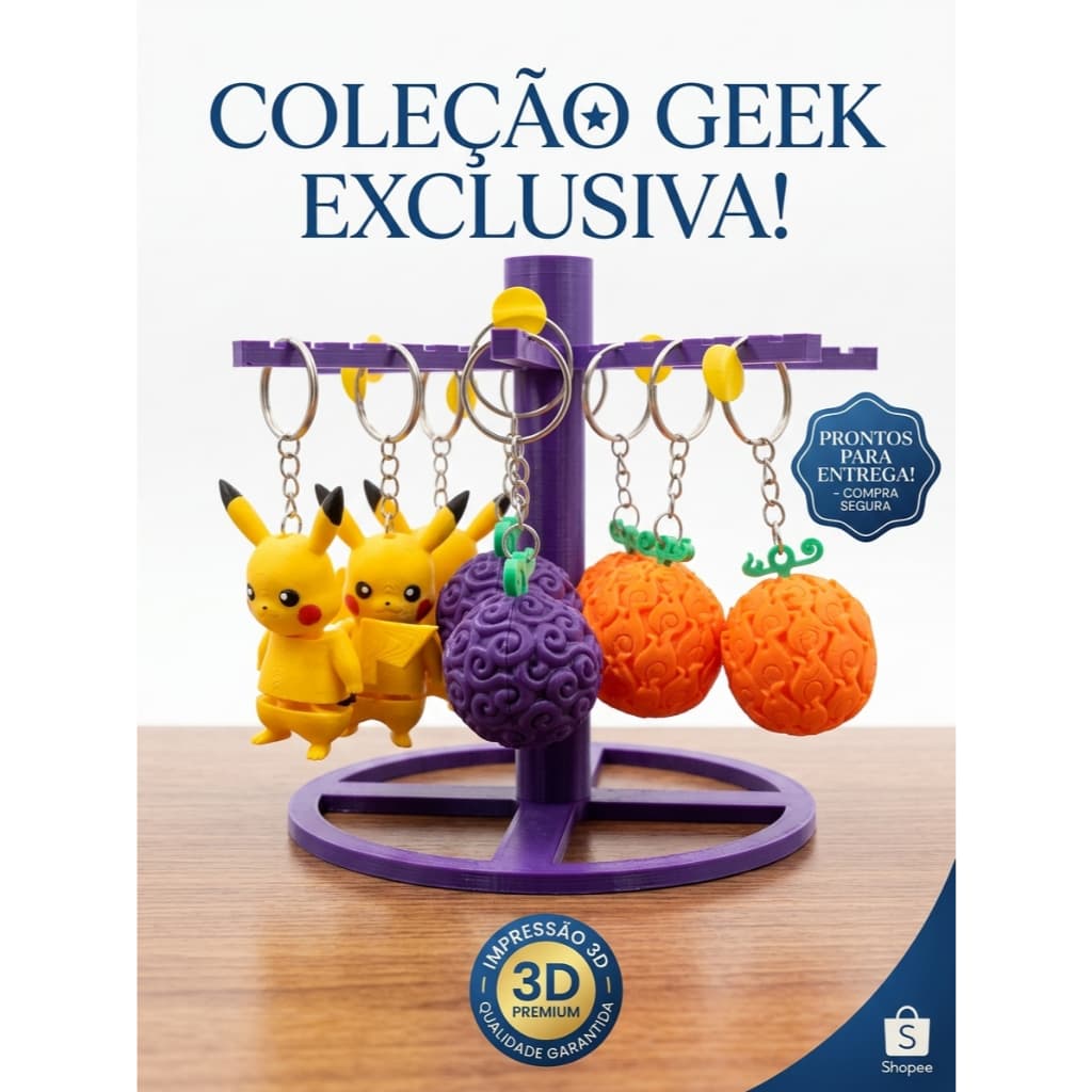 Kit revenda de chaveiro de impressão 3D ALTO LUCRO com e sem display pronto para revender