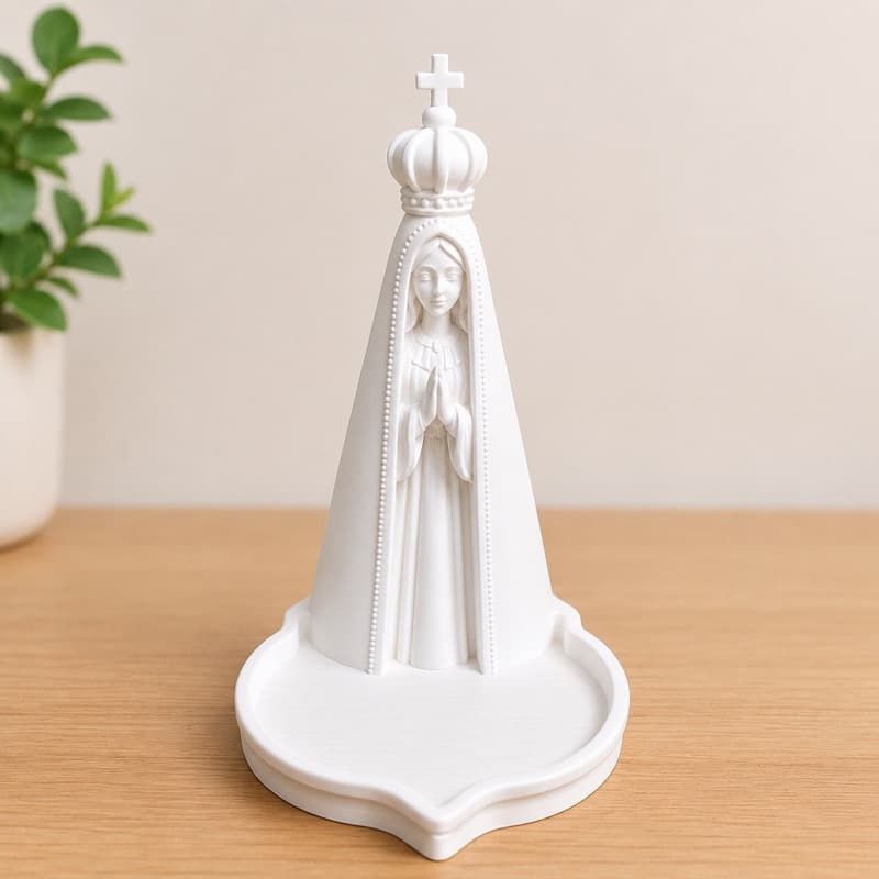 Porta Terço Nossa Senhora Aparecida com Bandeja | Suporte para Terço e Rosário | Decoração Religiosa