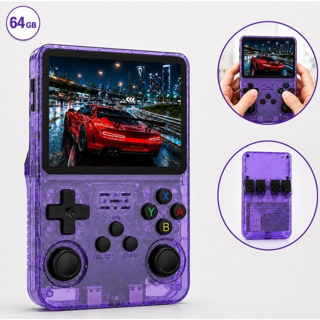 Console Portátil R36S 64GB 15.000 Jogos Retrô Linux Tela IPS 3.5 Videogame Emulador Portátil Arcade Retro Game Infantil