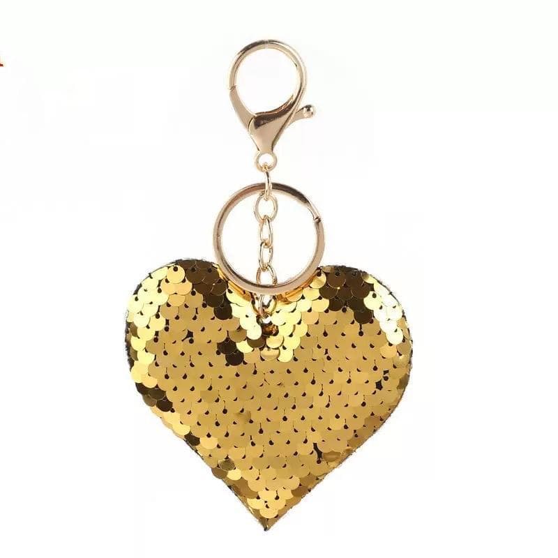 Chaveiro em Coração de Paetê - Dourado