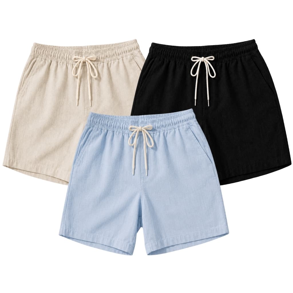 Kit 3 Bermudas Linho Algodão Premium Masculino Short Mauricinho C/ Bolso