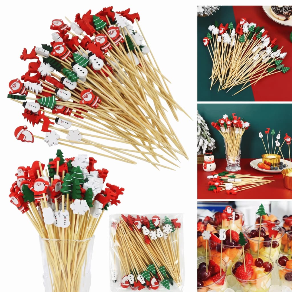 Palito para Aperitivo Natal Papai Noel Petisco decoração Petisqueira - 14 und
