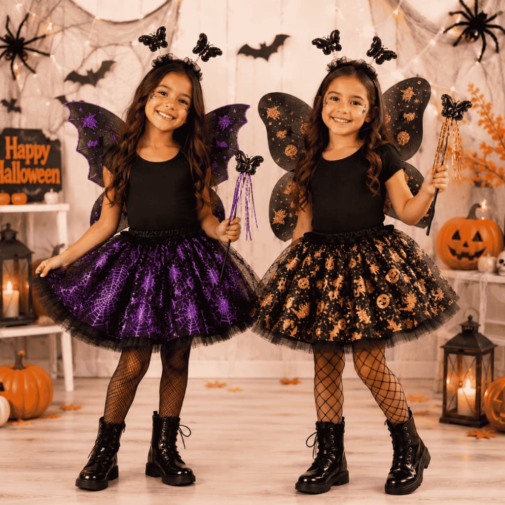 Kit Fantasia Morceguinha Halloween Vampira bruxinha Infantil