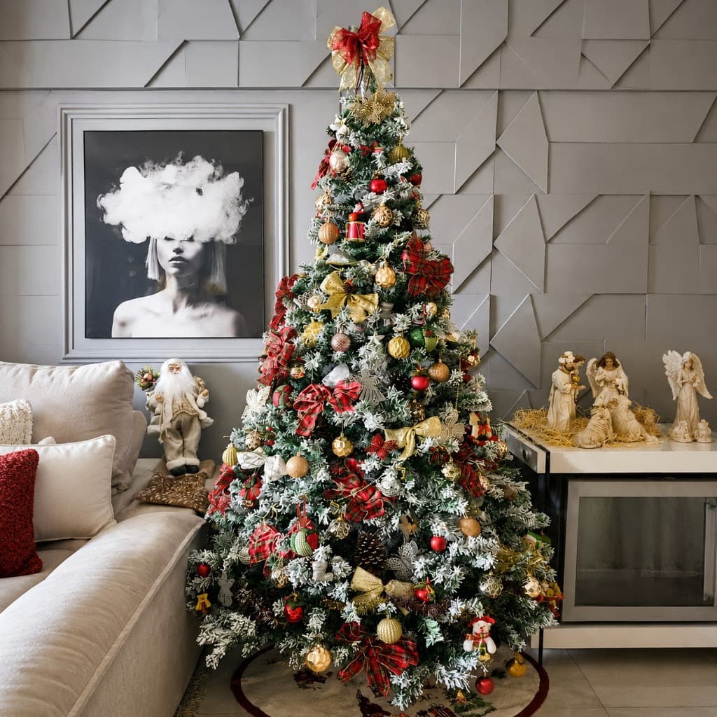 Árvore de Natal Nevada Luxo Pé de Metal 1,80m 2,10m 2,40m Pinheiro com Neve