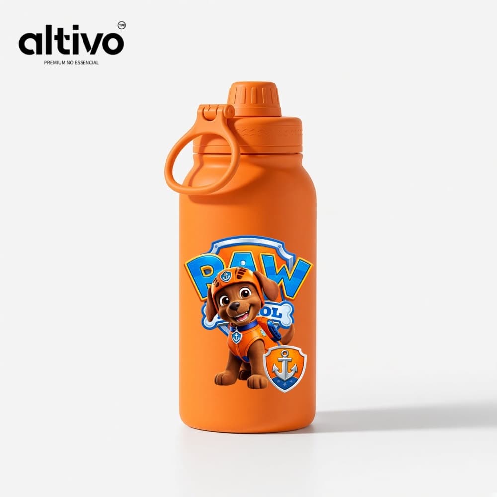 Garrafa Térmica Infantil Zuma Salvamentos Patrulha Canina 350ML com Tampa Rosqueável e Alça em Aço Inoxidável