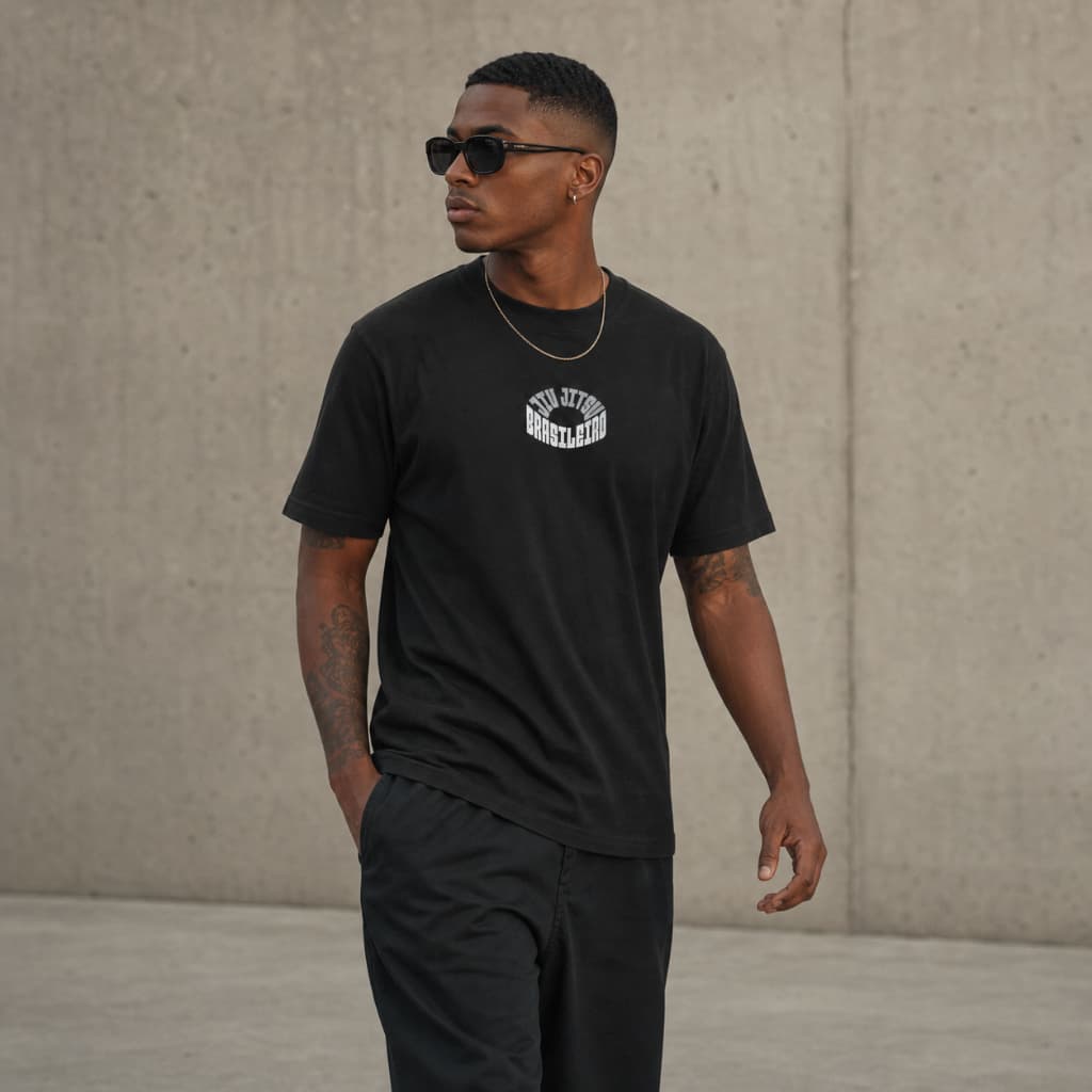 Camiseta Jiu Jitsu Brasileiro Unissex Preta Estampa Jiu Jitsu