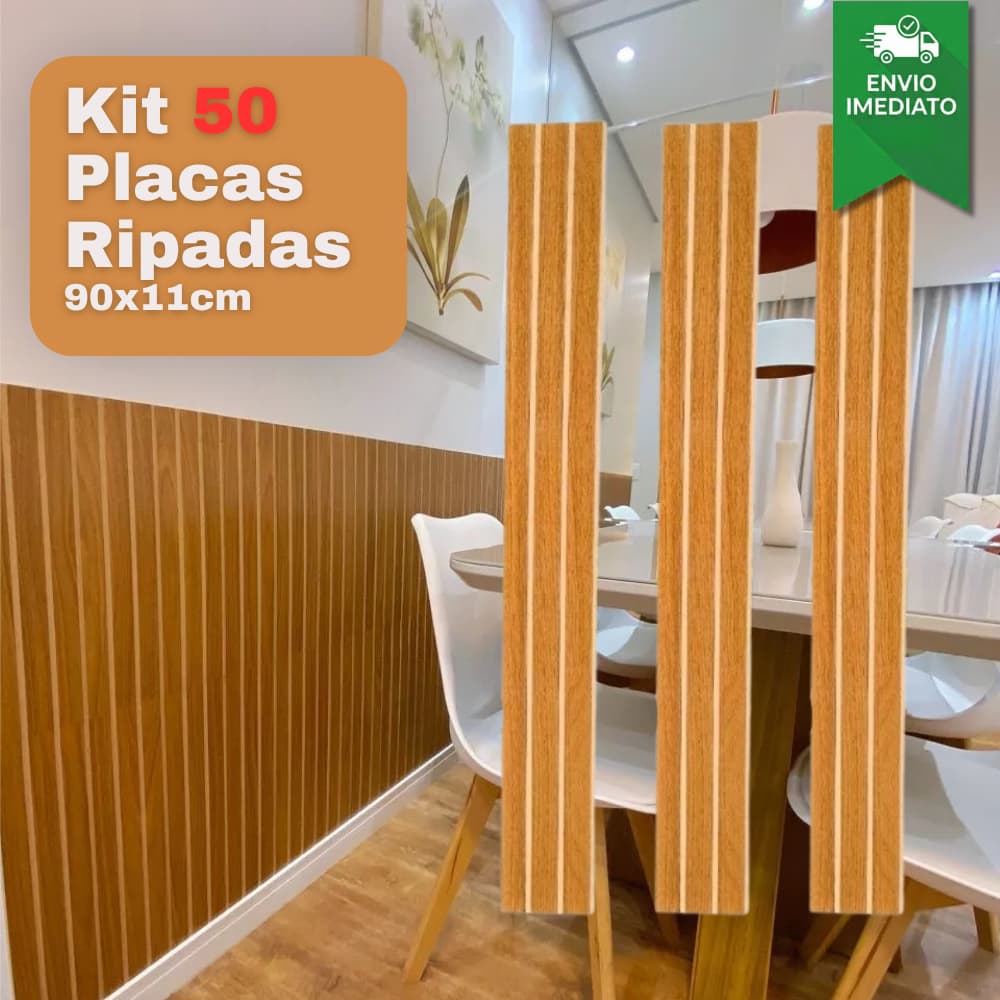 Kit com até 50 Paineis Ripados Grandes 90x11 em MDF Revestimento Decorativo de Parede (ENVIO IMEDIATO)