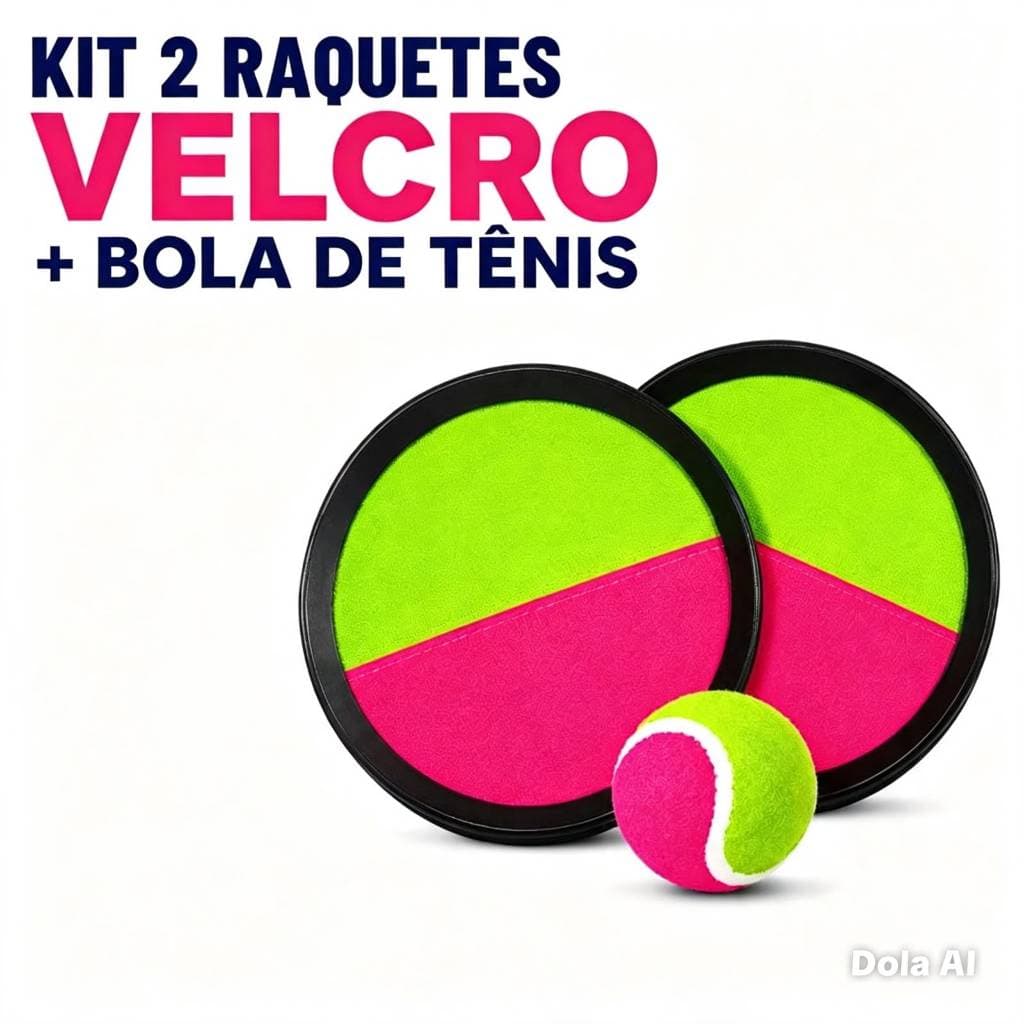 Kit 2 raquetes Velcro + Bola De Tênis Esporte Infantil Bate Gruda Frescobol