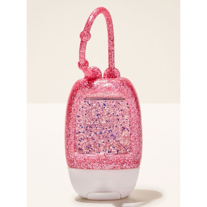 Capinha Porta Alcool Gel PocketBac Bath Body Works Rosa Pink Glitter Chaveiro Silicone