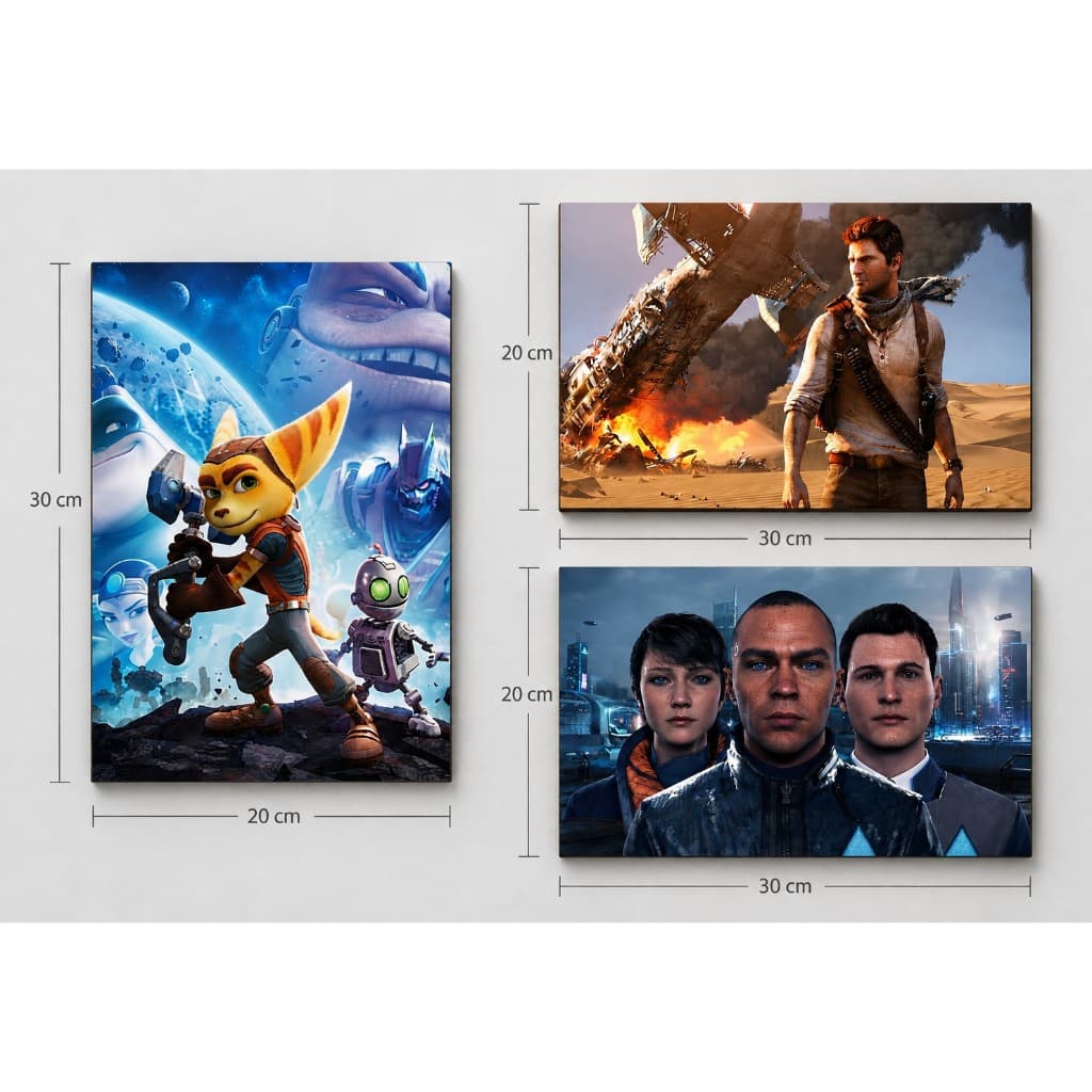 Kit Quadro Gamer HD Premium - Uncharted Detroit Ratchet e Clank