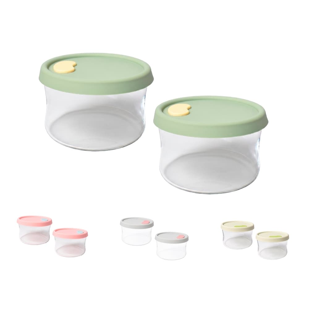Jogo de Potes de Vidro Refratário Redondo com Tampa de Silicone 590ml - Casambiente