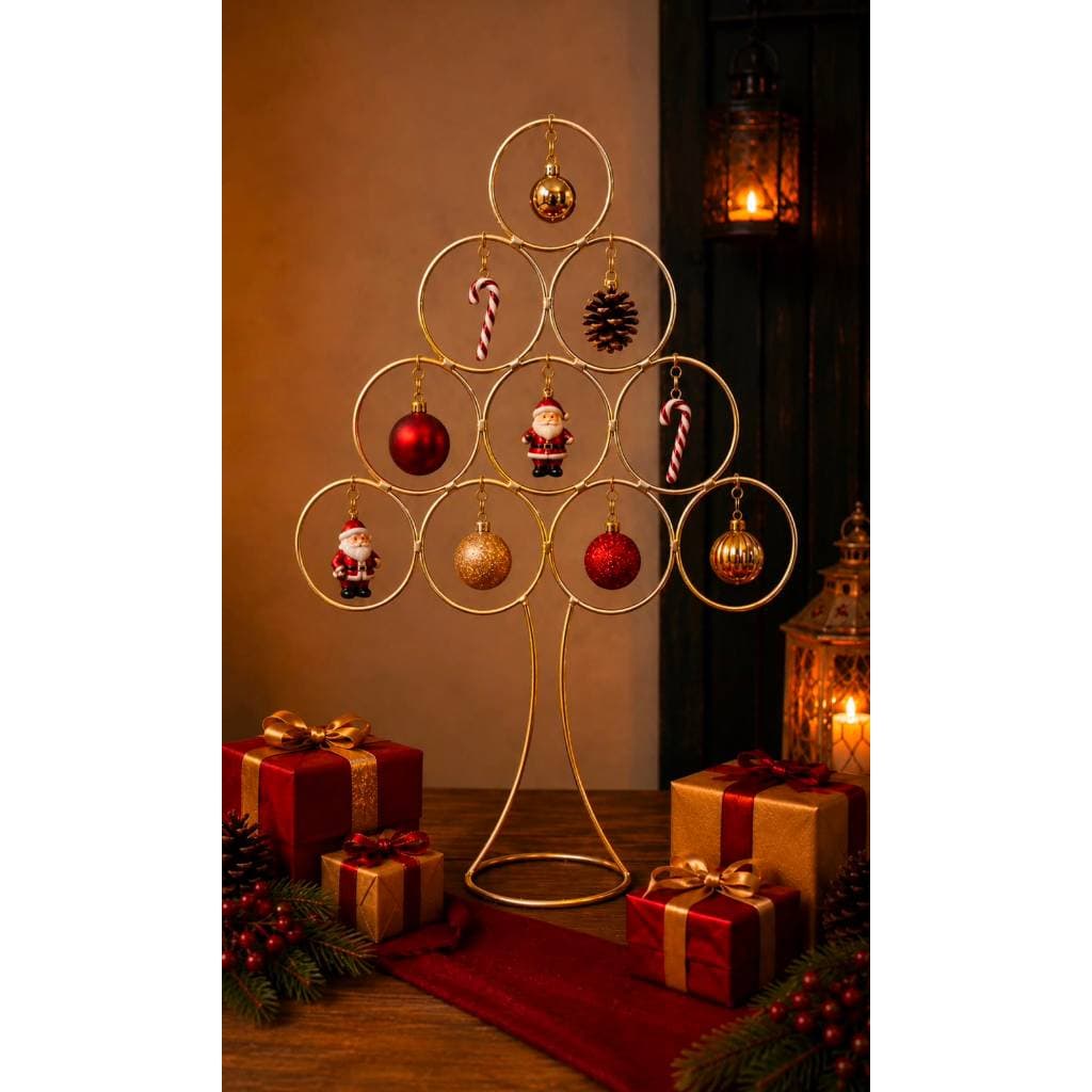 Árvore De Natal Decorativa Dourada Enfeite Natalino Para Mesas e Estantes