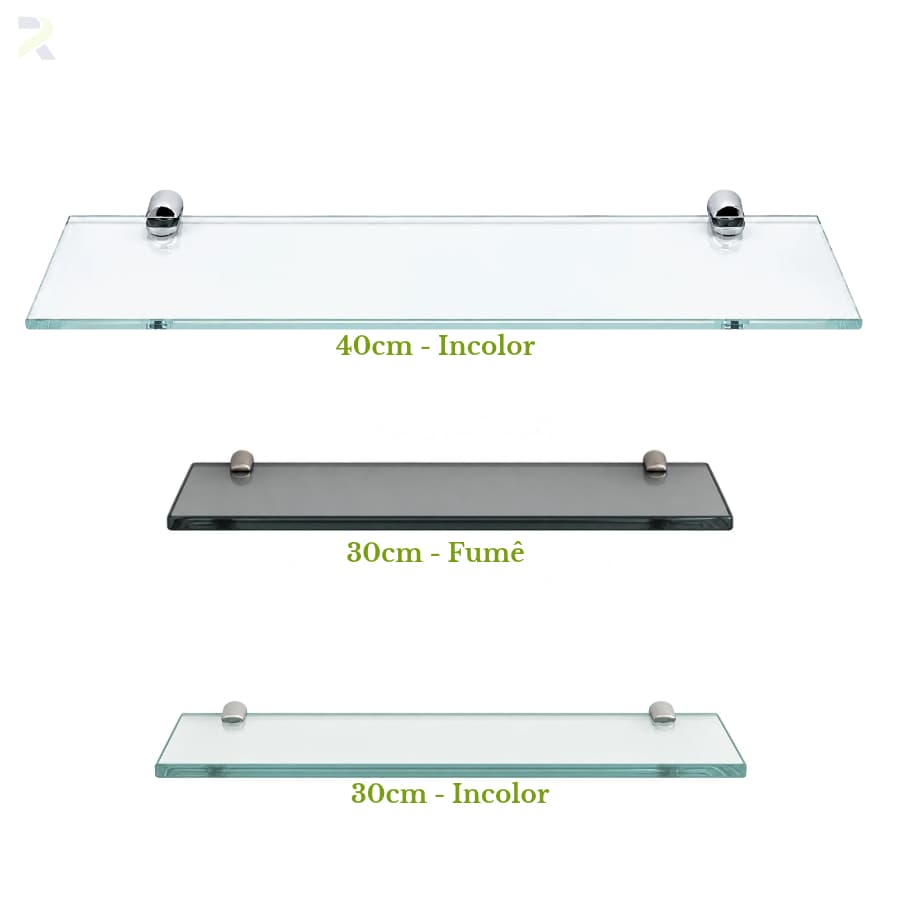Prateleira De Vidro 40x10 ou 30X10 Nicho Para Banheiro Suporte Porta Shampoo Multiuso 6mm