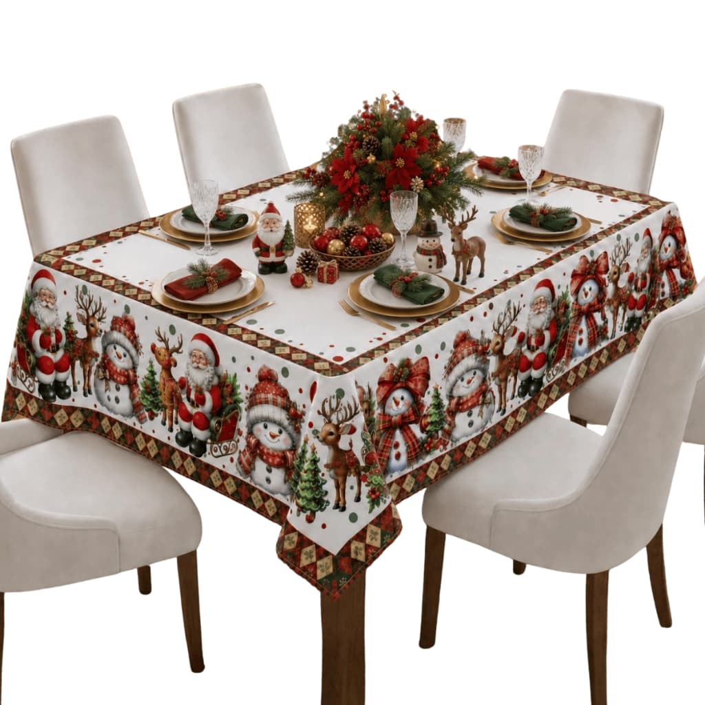 Toalha Mesa Natal Premium 6 Lugares 2,20x1,50m (Jantar em Família, Festa Natalina, Ceia Especial)