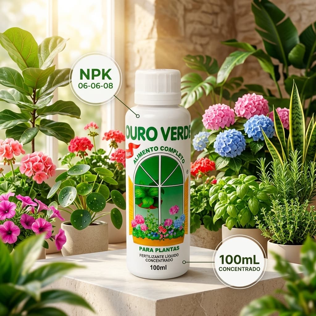 KIT Fertilizante Ouro Verde 100ml Líquido Concentrado Alimento Completo para Plantas e Flores Quantidades personalizadas
