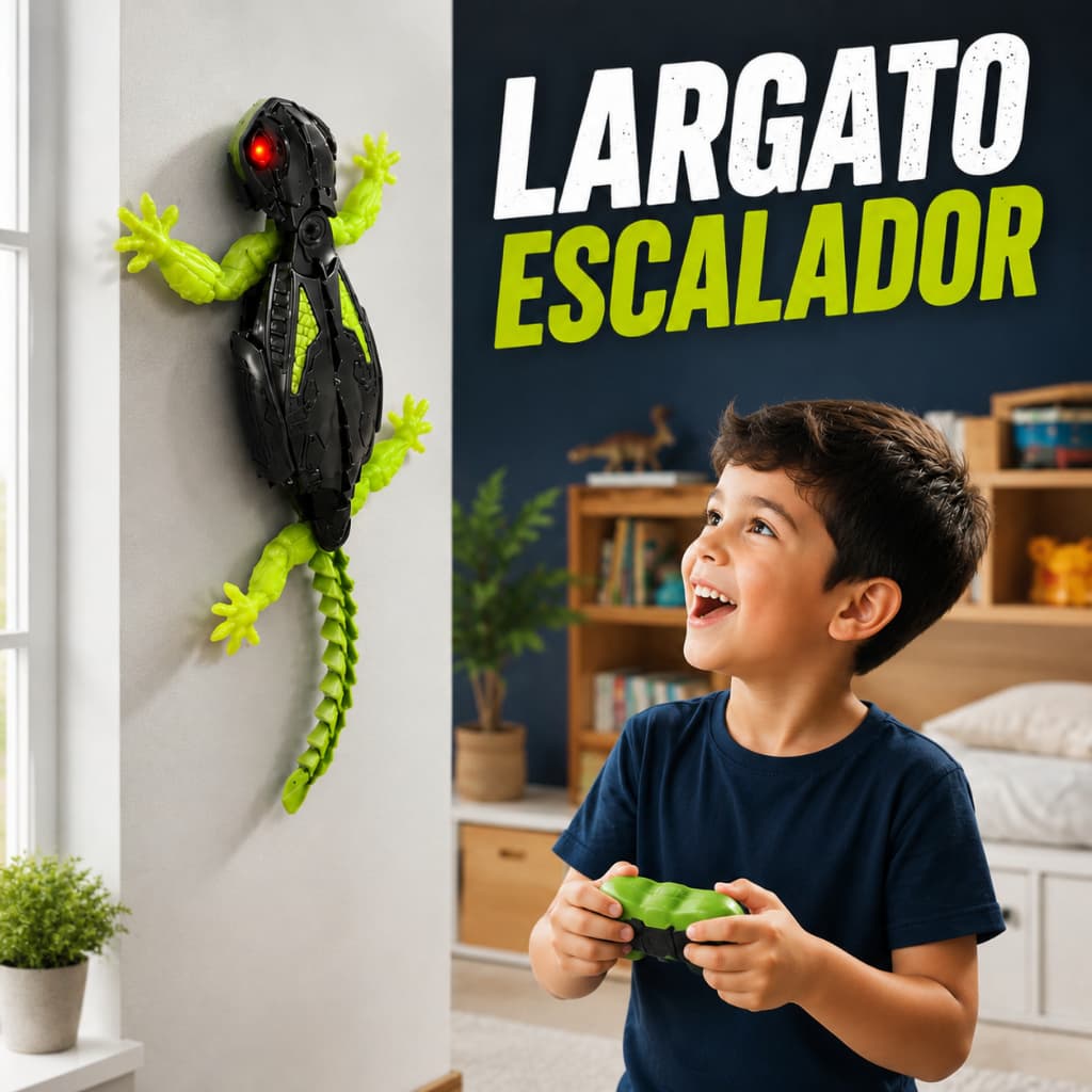Lagarto Robô Escalador De Parede Led Neon Controle Remoto Brinquedo Moderno Tecnológico Realista
