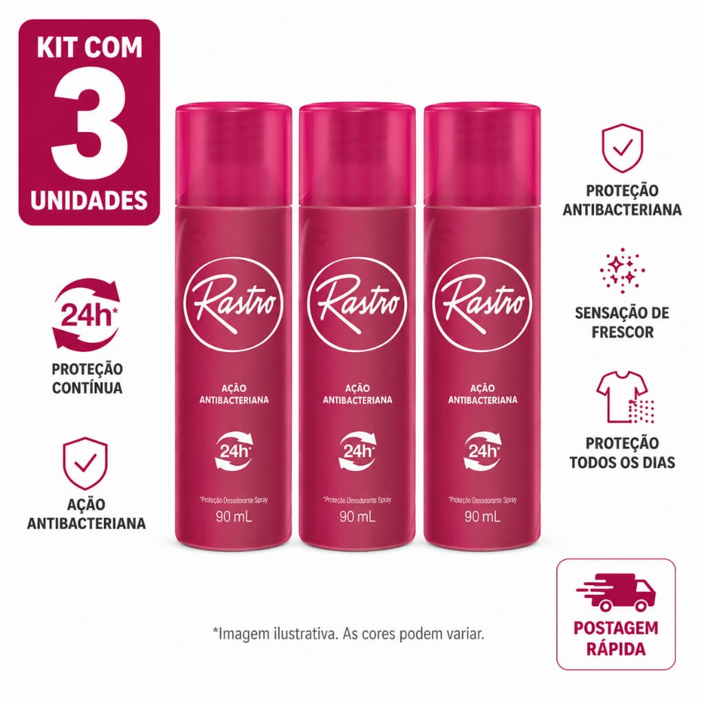 Kit 3 Desodorante Rastro Spray 90ml Cítrico Unissex – Frescor Diário