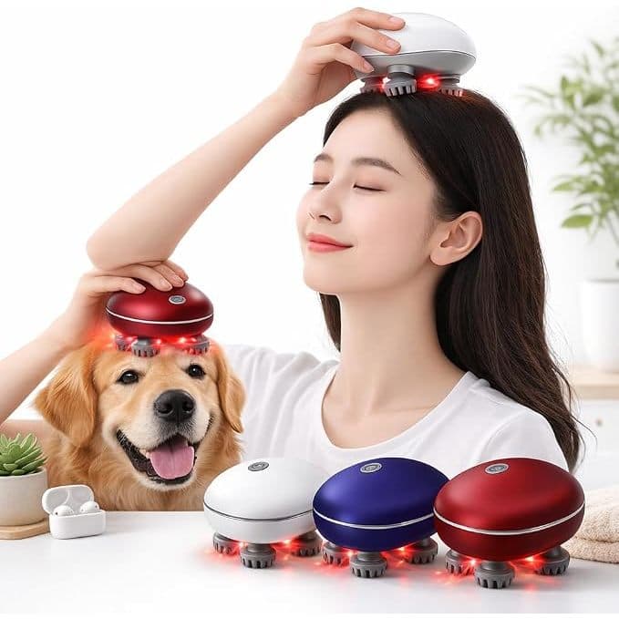Massageador Elétrico Portátil 4 Cabeças 3 Velocidades Recarregável Bivolt Cabeça Corpo