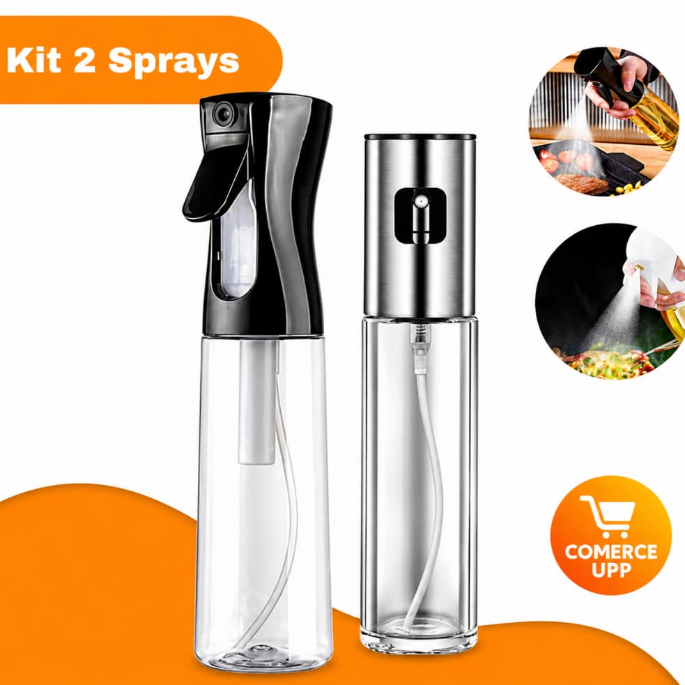 Sprays Borrifador Pulverizador de vidro para Cozinha Vinagre Azeite Óleo Kit 2 Frasco com Multifuncional