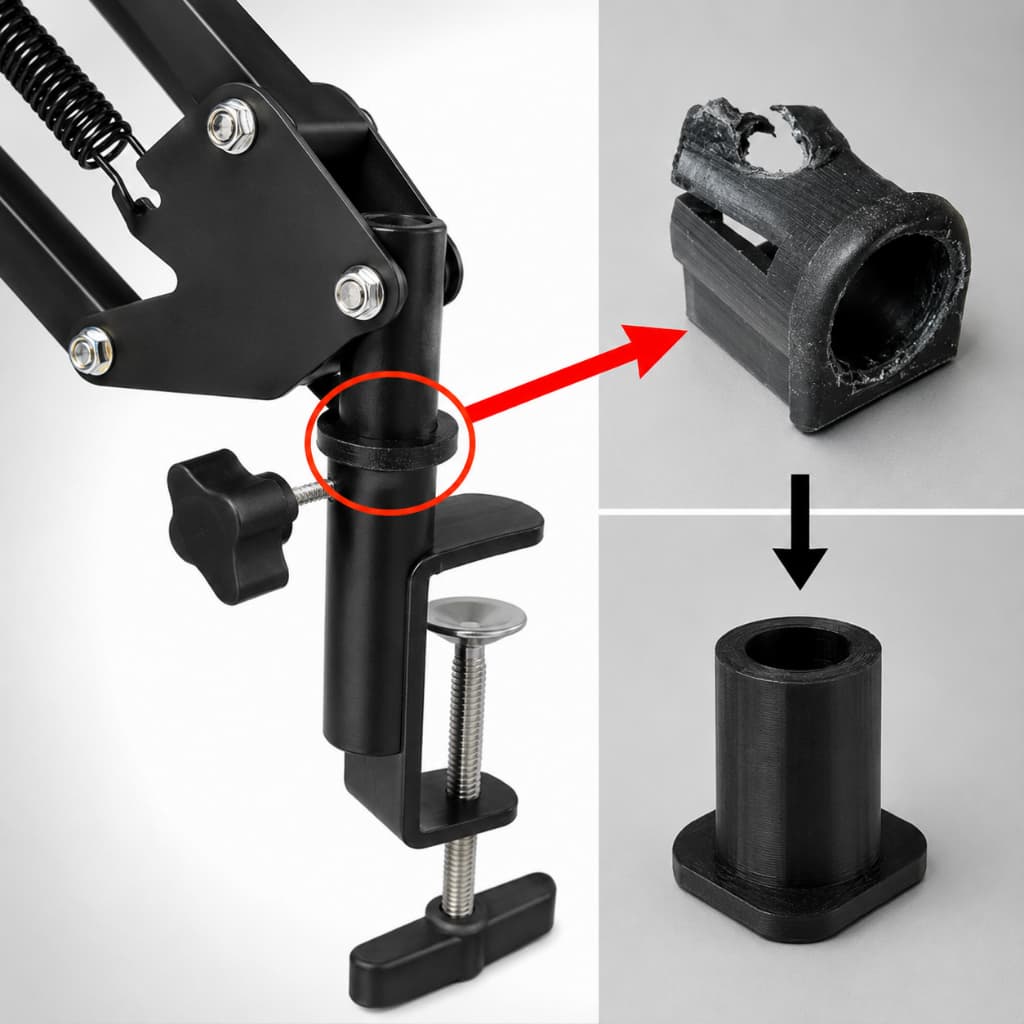 Bucha de Reparo Universal para Braço de Microfone – Peça Resistentes em Impressão 3D