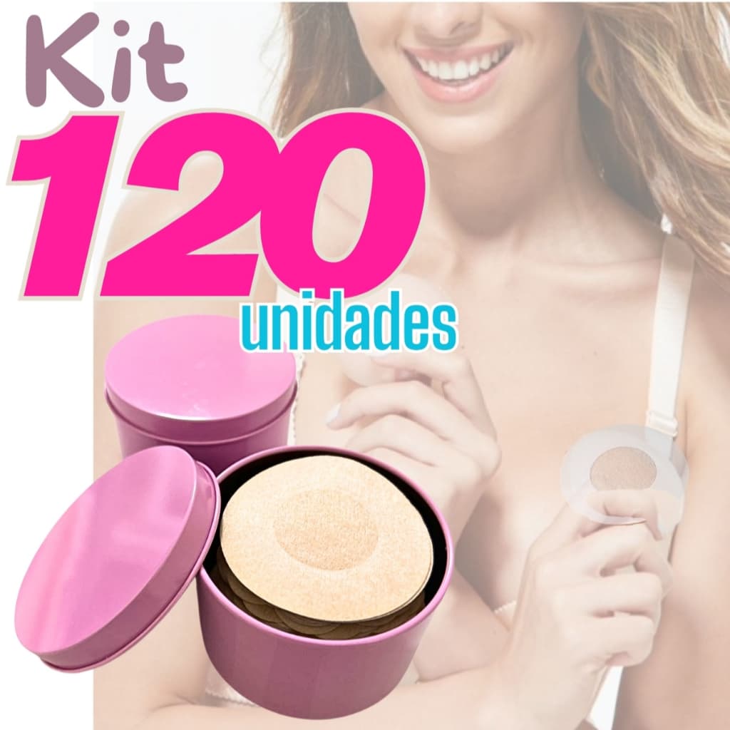 Kit Até 120 Tapa-Seios Adesivo Protetor Invisível Tampar Mamilos Aureola Case Latinha