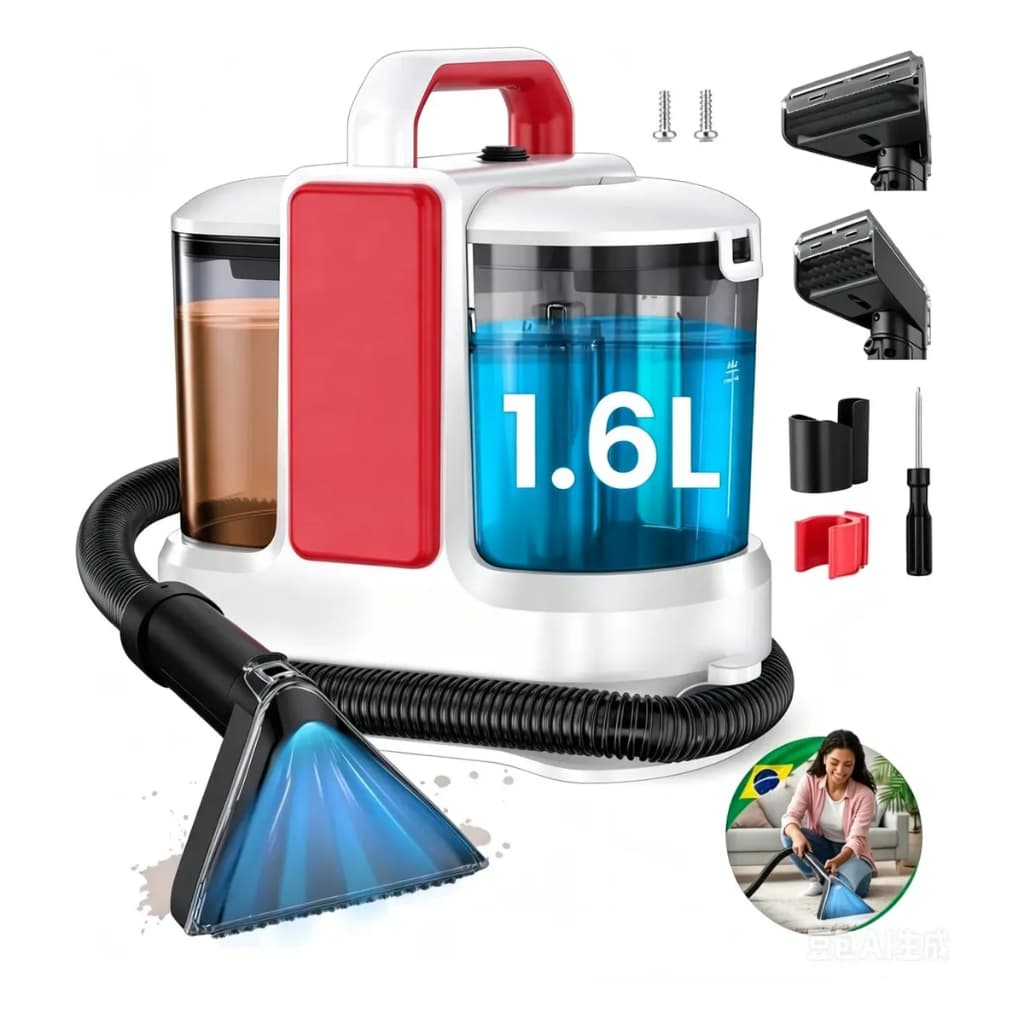 Máquina Limpadora de Tapetes 3 em 1 1000W Sucção 18KPA Tanque Duplo Sofá Colchão Limpeza para Pets