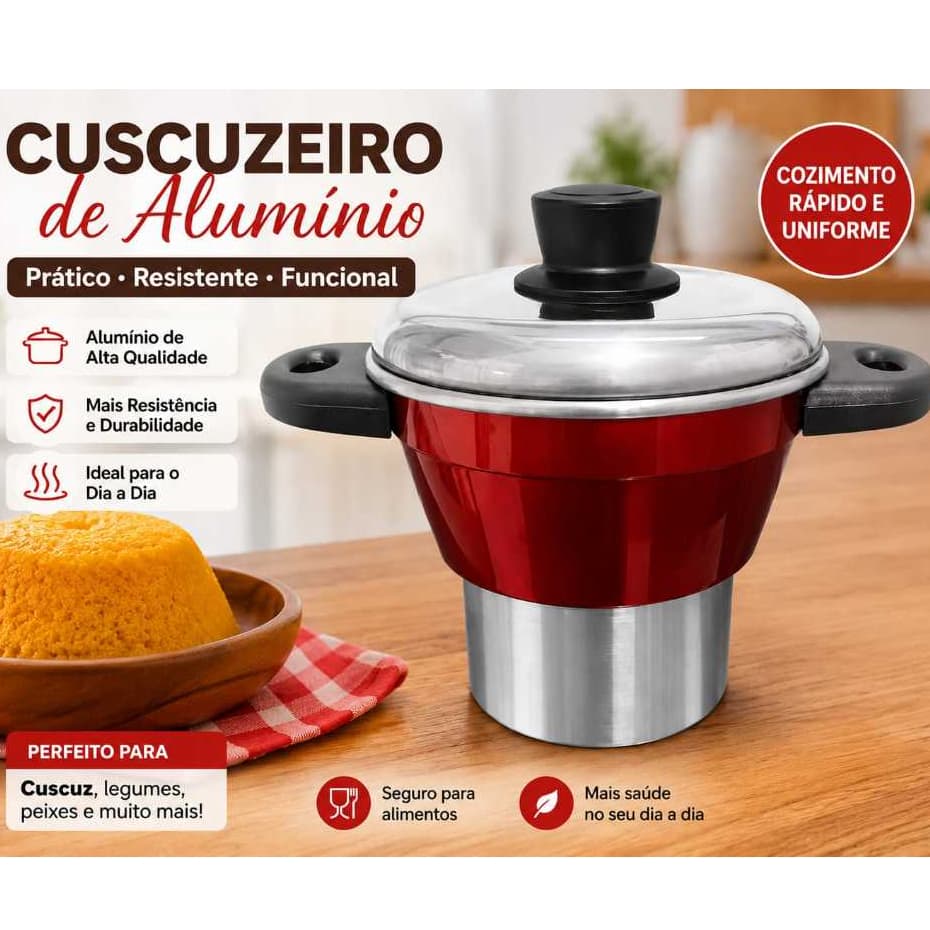 Cuscuzeiro Nordestino De Alumínio Panela de Cuscuz Tam 14 Diversas Cores