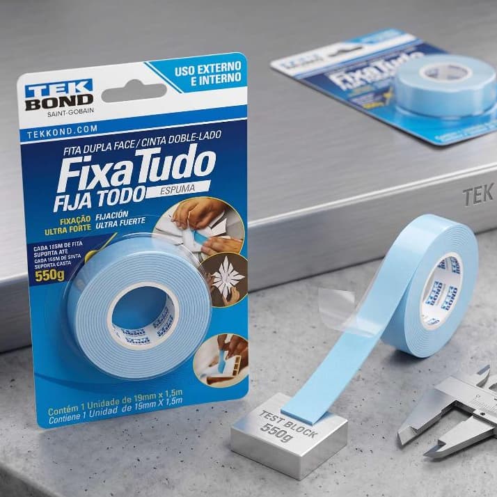 Fita Dupla Face Espuma Tekbond com Fixação Ultraforte para Múltiplas Superfícies