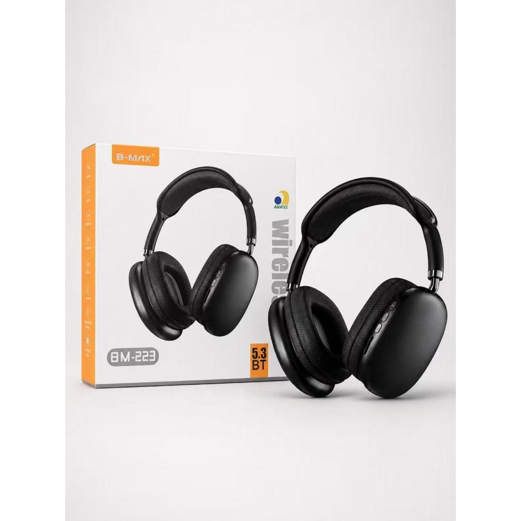 Fone De Ouvido Bluetooth 5.3 Headphone Sem Fio BM‑223, Anti‑Ruído, 12 Horas Bateria, Suporta Cartão SD, Entrada P2, Micr