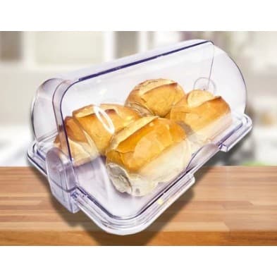 OFERTA Porta Pão Cristal Com Tampa Articulável Acrilico Guarda Pães Bolachas Doces Profissional Para Mesa Keita