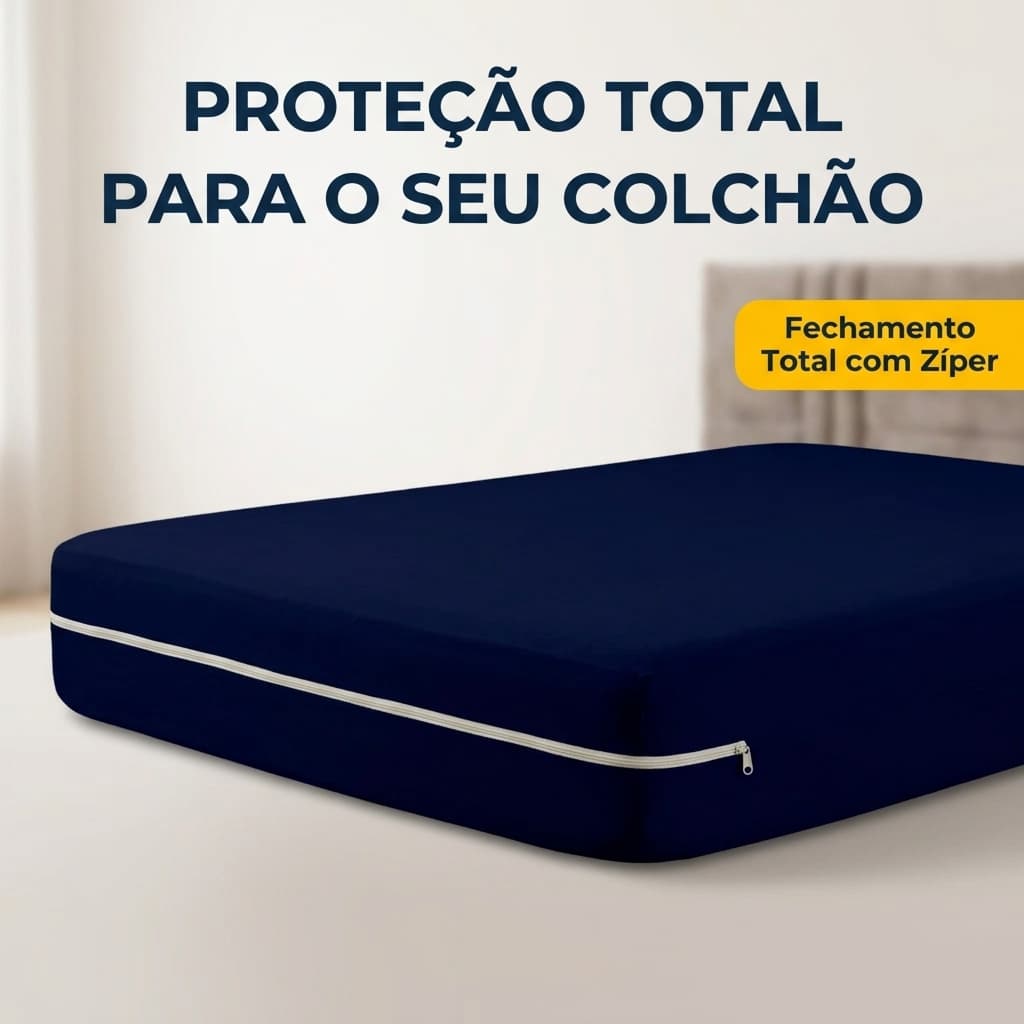 Capa de Colchão Protetor Cama de Casal, Solteiro e Queen - 1,88m x 1,38m - 30cm - Em Malha Gel com Zíper Hipoalergênico
