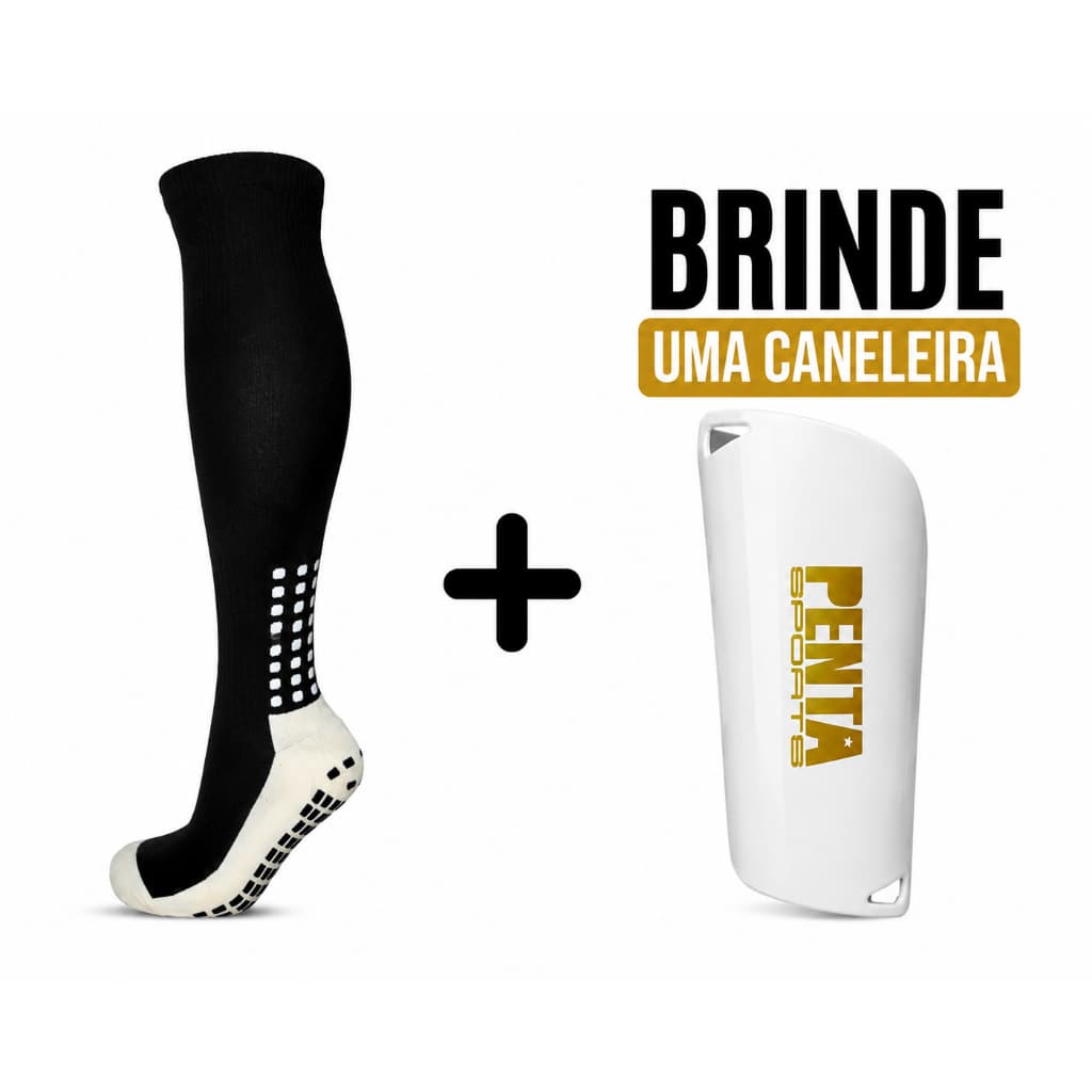 Meião Futebol Esportiva Profissional Antiderrapante Cano Longo + Brinde
