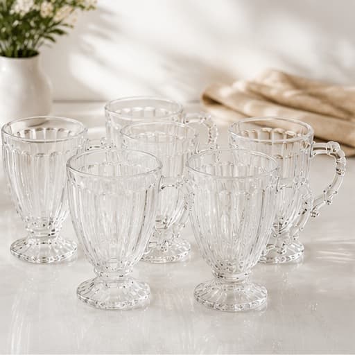 Jogo De Xícaras 6 Caneca Cristal Vidro 190ml Para Capuccino Transparente Roma