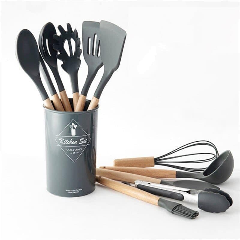 Conjunto Utensílios de Cozinha Silicone 12 Peças Kit Completo para Cozinha