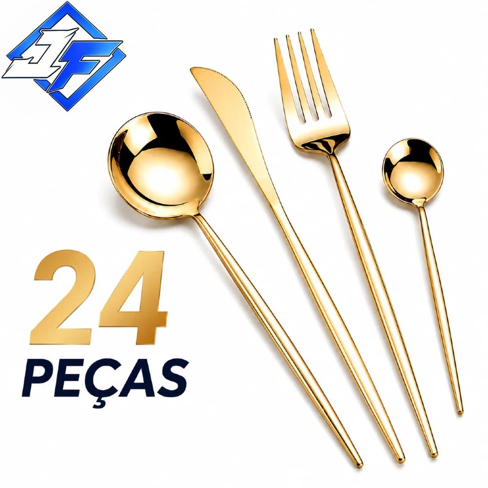 24 peças Jogo Talheres Inox  Slim faqueiro Em Aço para cozinha utensílios domésticos