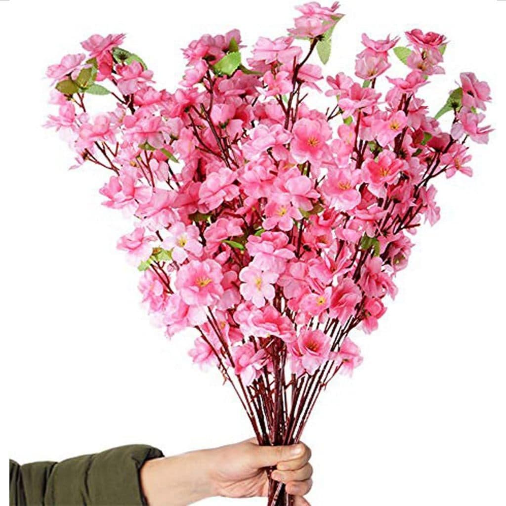 Kit 10 Galhos de Pessegueiro Artificial 65cm, Flores Artificiais para Vaso, Arranjos, Sala, Festa e Decoração