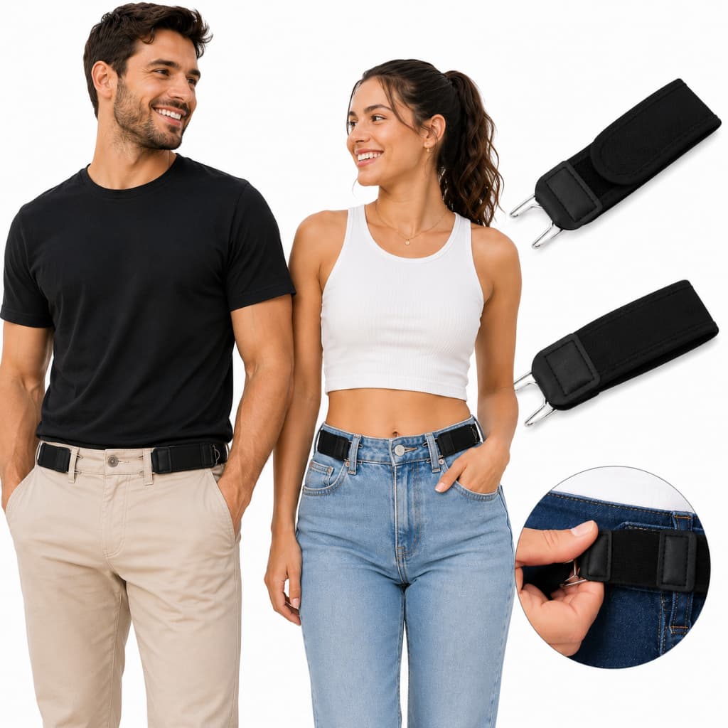 Cinto Ajustável Elástico Unissex Com Velcro Sem Fivela Flexível Versátil Confortável Homem Mulher