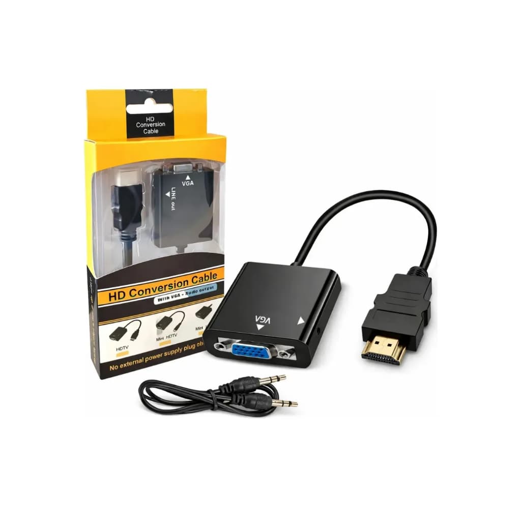 Cabo Adaptador Conversor HDMI para VGA - Preto, Plug & Play, Suporta 1080p Universal Ideal Para PC Televisão Monitor