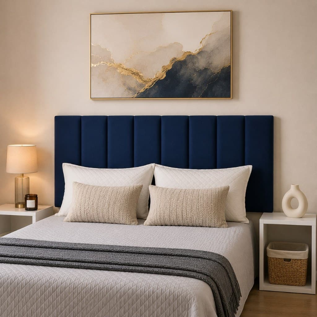 Cabeceira de cama Queen 160x60 Modular Autocolante Suede Premium Sem Furo Brambila