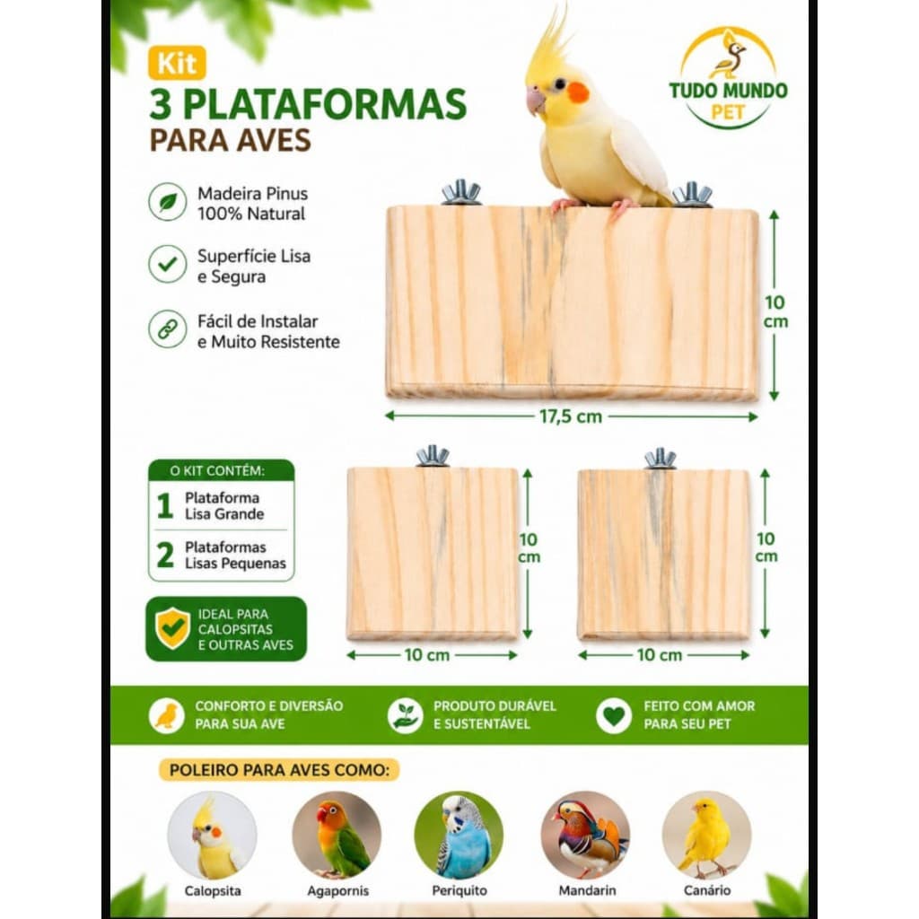 Kit Cantinho Relax 3 Plataformas para Calopsita