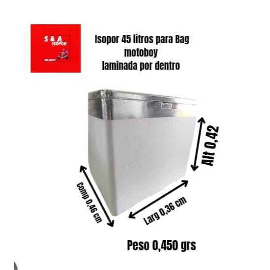 Caixa Térmica 45 Litros laminada para Delivery | Marmitex | Pizza | Motoboy | Mantém Temperatura